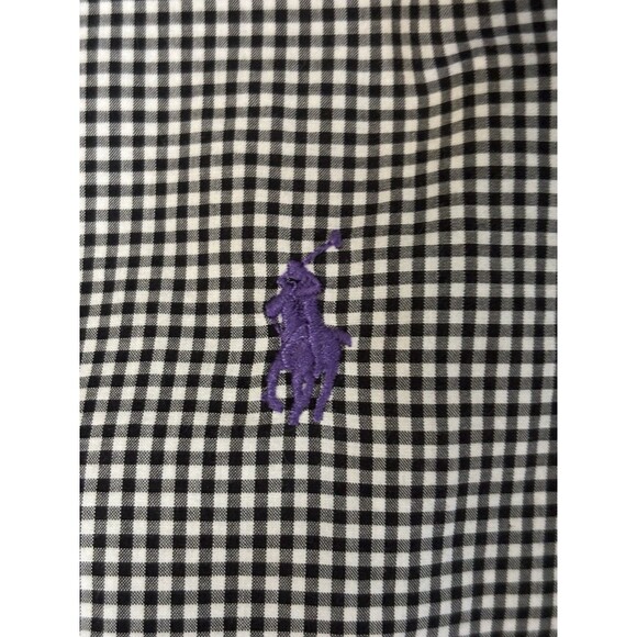 Polo Ralph Lauren Dress Shirt Button Down 17 34/35 Black White Purple Pony - Picture 4 of 5